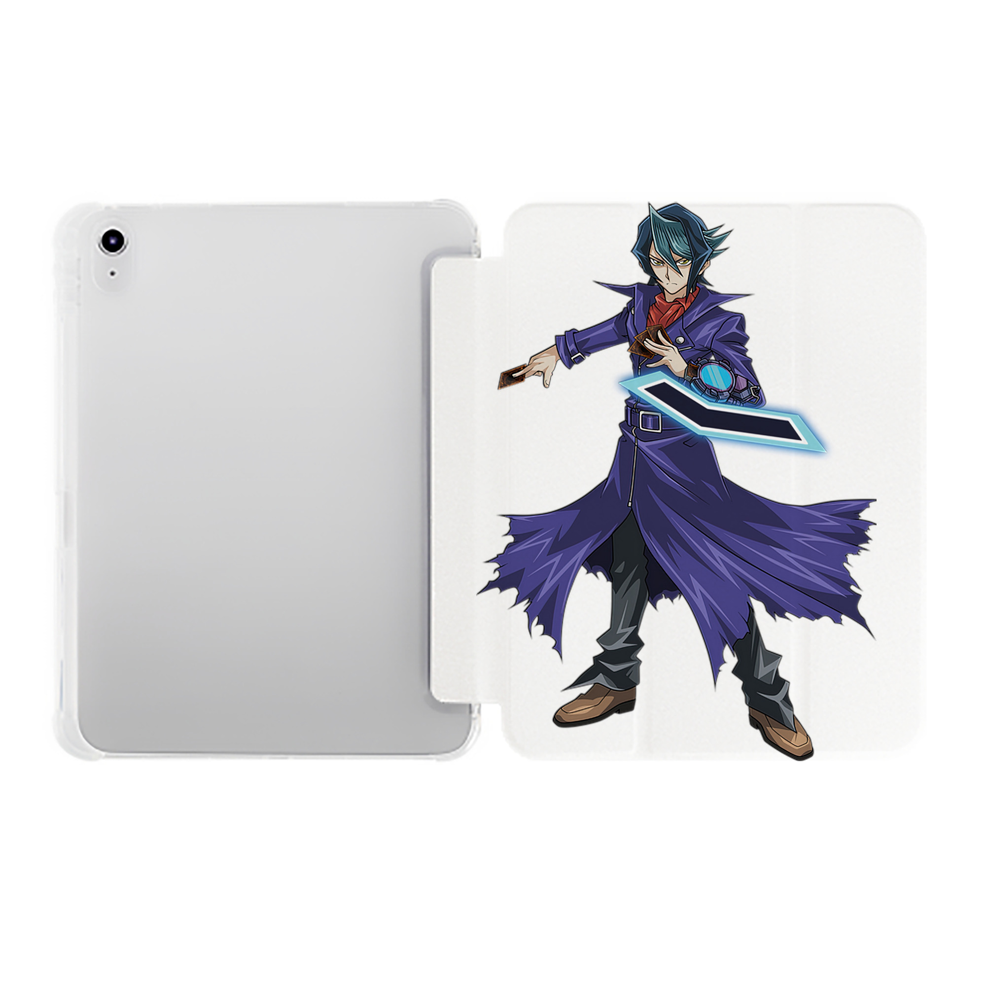 （画像用） 遊☆戯☆王 Yu-Gi-Oh! IPad ケース ペン収納付き 三つ折りスタンド PUレザー×シリコン 対応機種9.5/10.5/10.9インチ